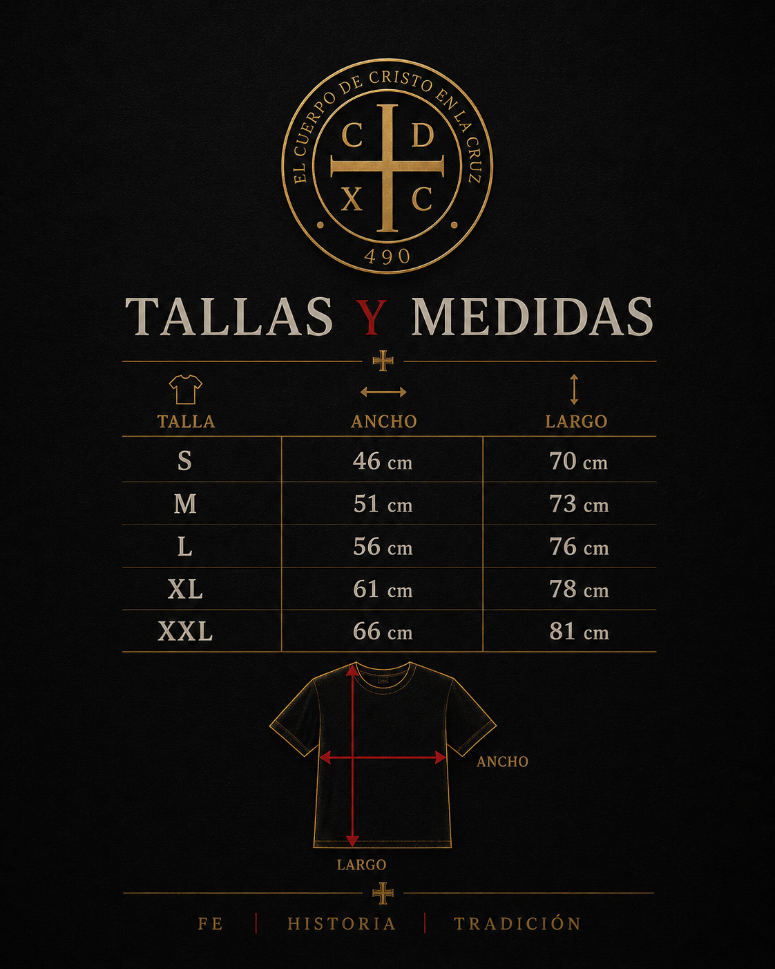 tallas y medidas poleras cdxc