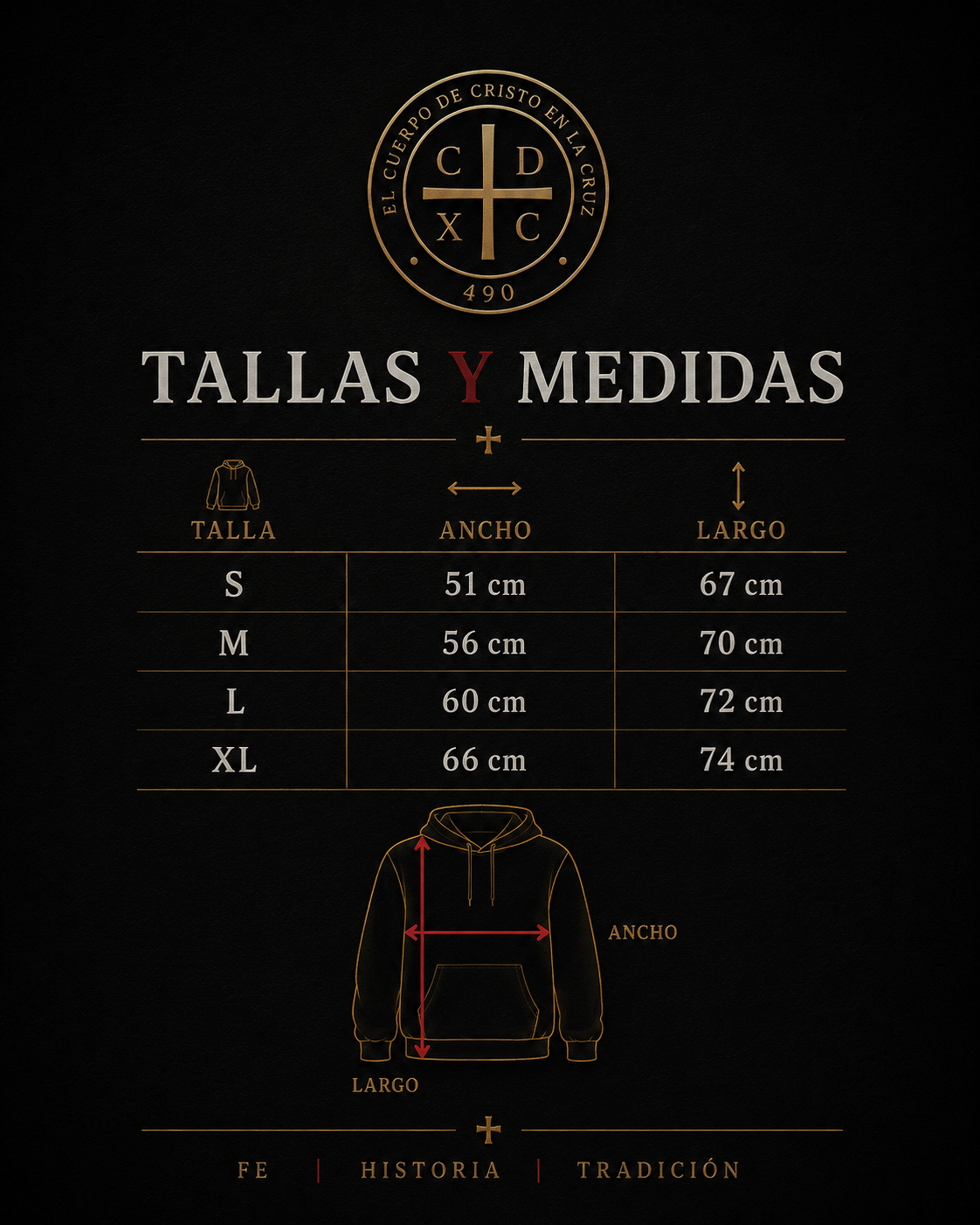 tallas y medidas polerones cdxc